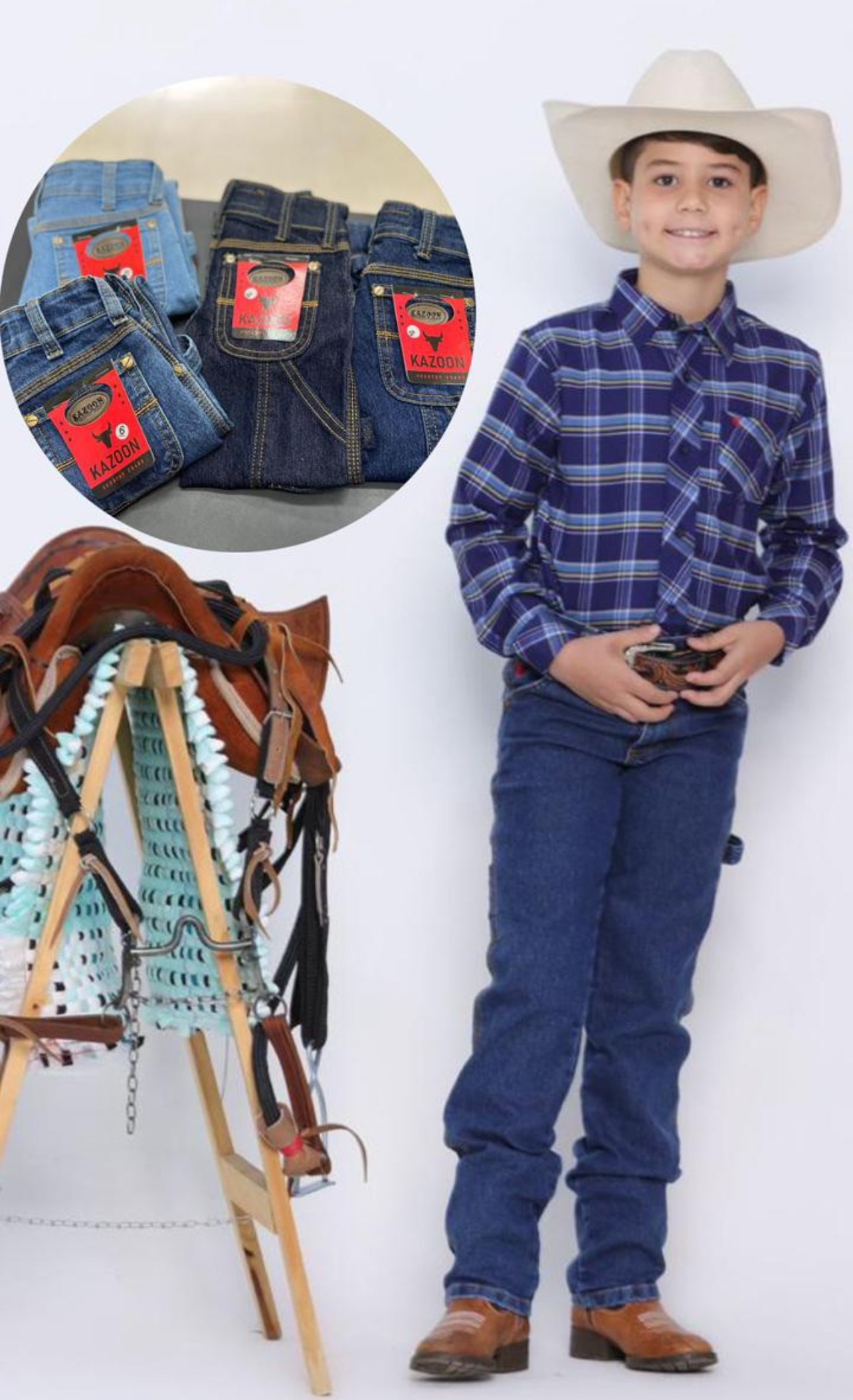 Calça flare infantil bordada Kazoon